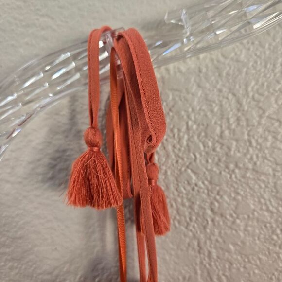 JOIE 100% Silk Cold Shoulder Top Womens Small S Orange Tie Strap Boho Peasant - Picture 9 of 9